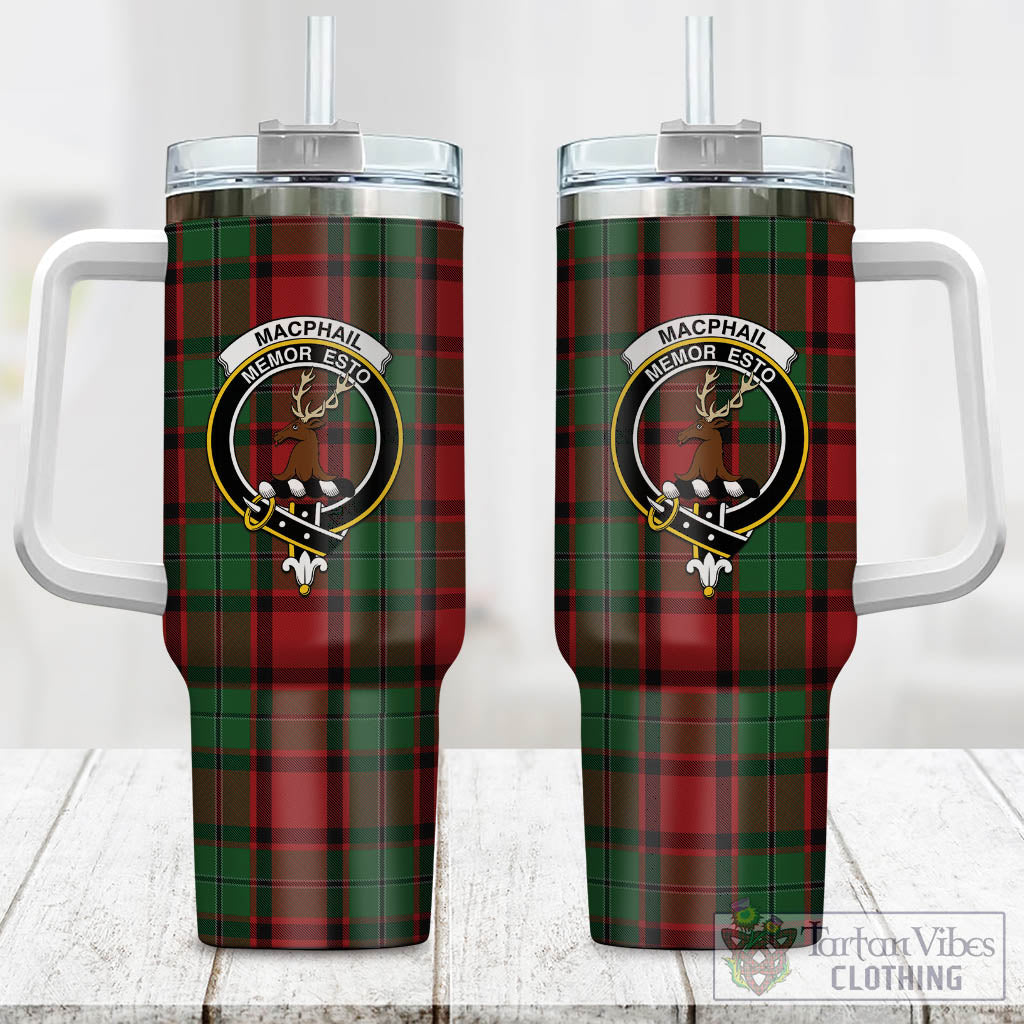 Tartan Vibes Clothing MacPhail Tartan and Family Crest Tumbler with Handle