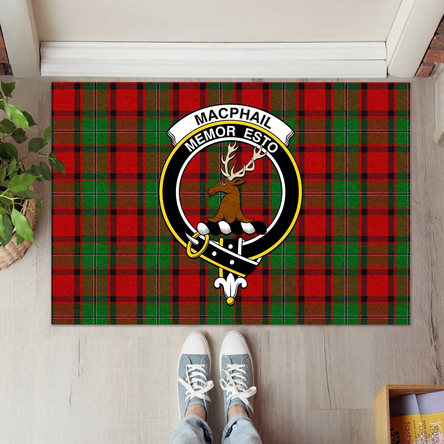 MacPhail Tartan Door Mat with Family Crest - Tartanvibesclothing