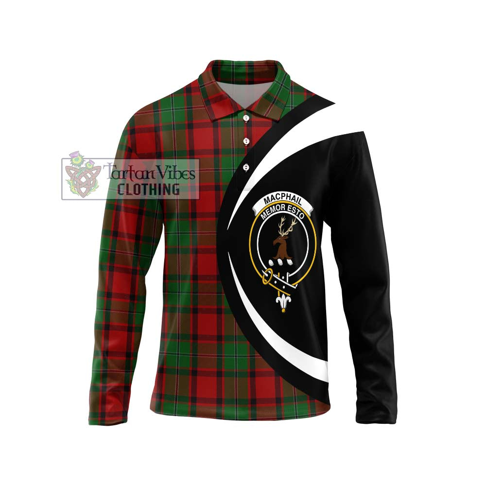 MacPhail (McPhail) Tartan Long Sleeve Polo Shirt with Family Crest Circle Style Unisex - Tartan Vibes Clothing