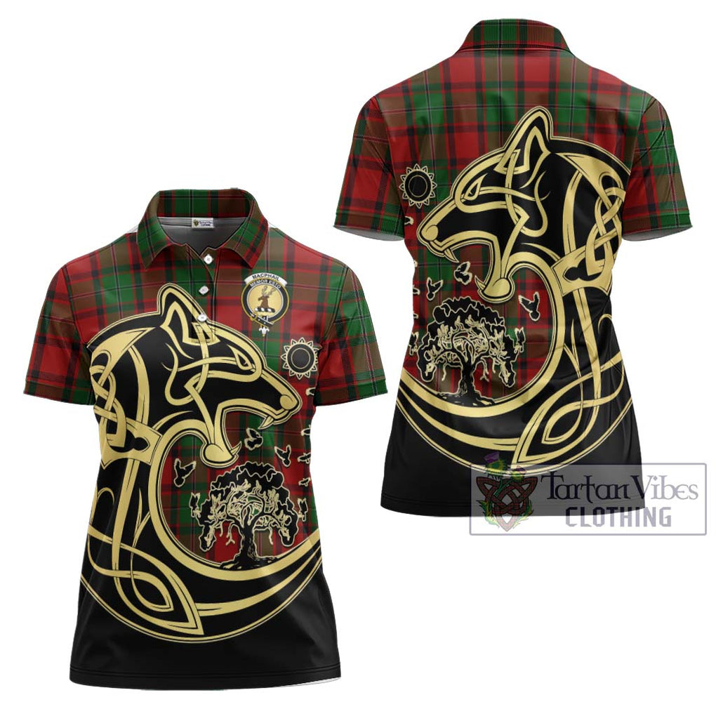 MacPhail (McPhail) Tartan Women's Polo Shirt with Family Crest Celtic Wolf Style Women - Tartan Vibes Clothing