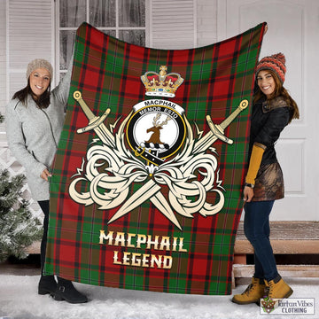 MacPhail (McPhail) Tartan Blanket with Clan Crest and the Golden Sword of Courageous Legacy