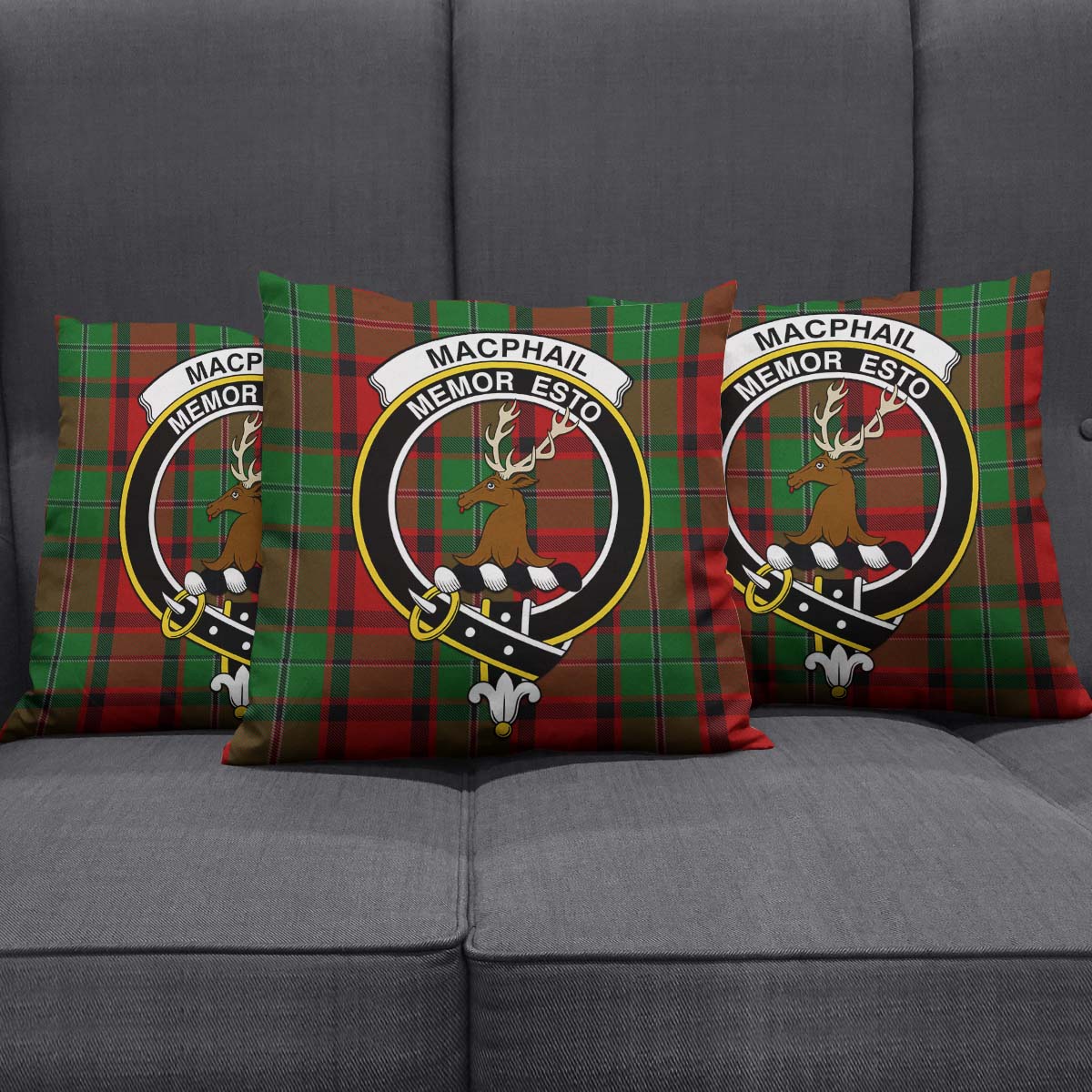 MacPhail Tartan Pillow Cover with Family Crest Square Pillow Cover - Tartanvibesclothing