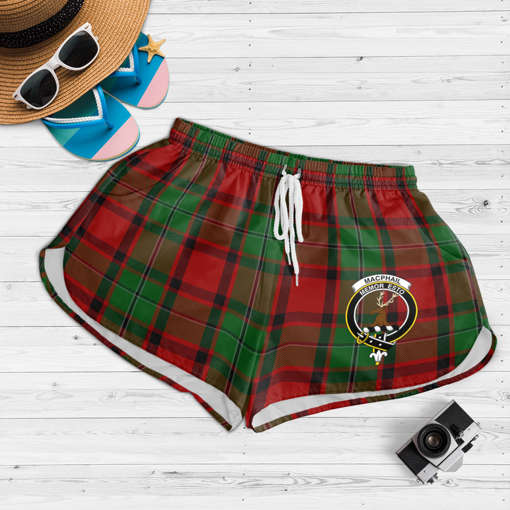 macphail-tartan-womens-shorts-with-family-crest