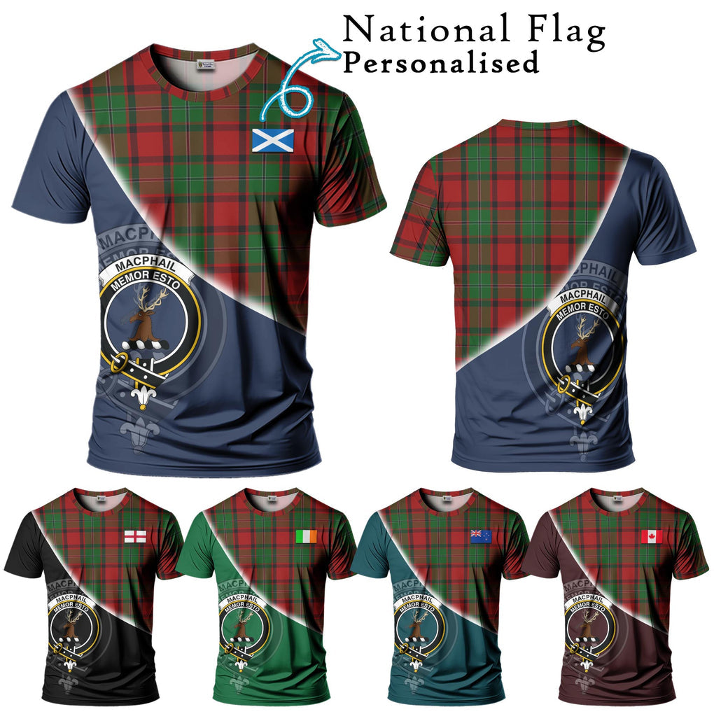 MacPhail (McPhail) Tartan T-Shirt with Personalised National Flag and Family Crest Half Style Kid's Shirt - Tartanvibesclothing Shop