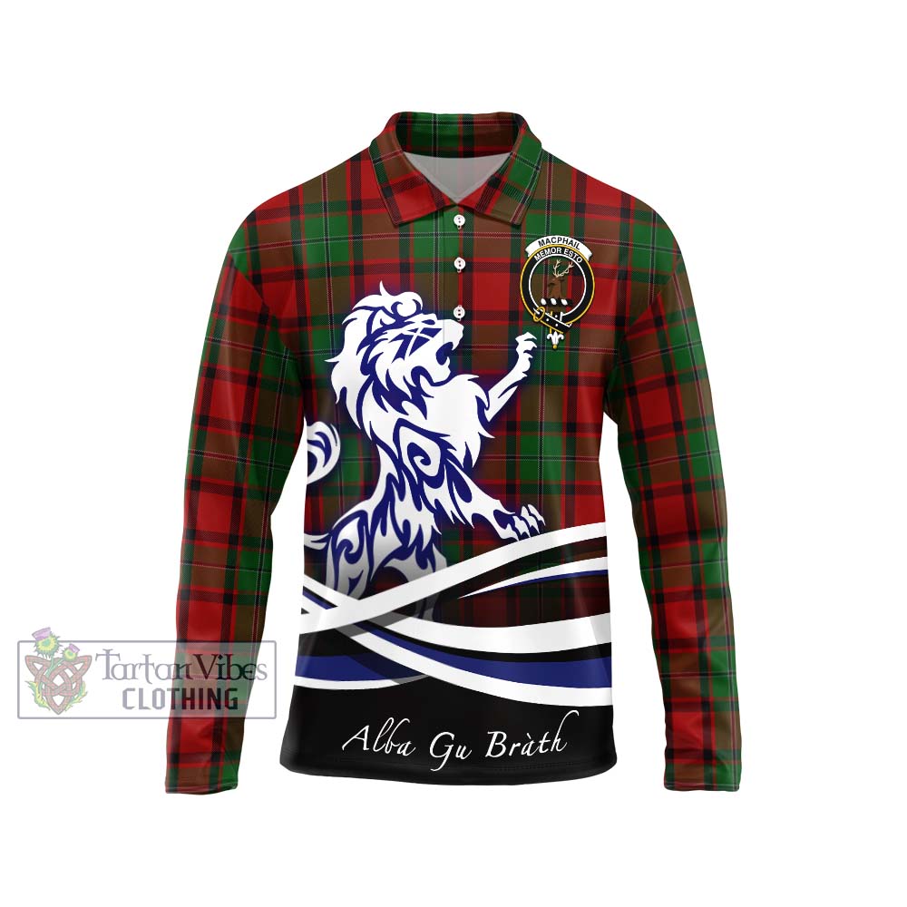 MacPhail (McPhail) Tartan Long Sleeve Polo Shirt with Alba Gu Brath Regal Lion Emblem Unisex - Tartanvibesclothing Shop