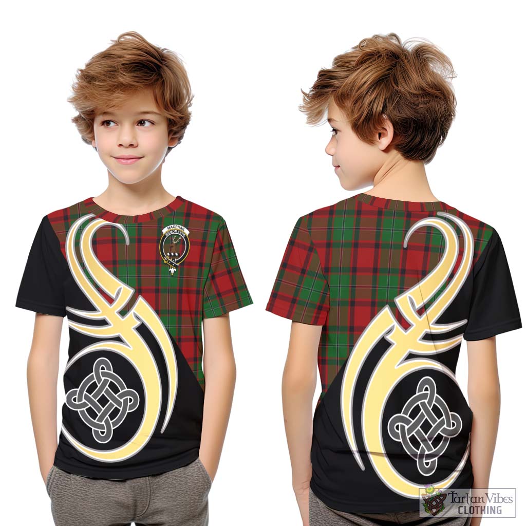 MacPhail (McPhail) Tartan Kid T-Shirt with Family Crest and Celtic Symbol Style Youth XL Size14 - Tartan Vibes Clothing