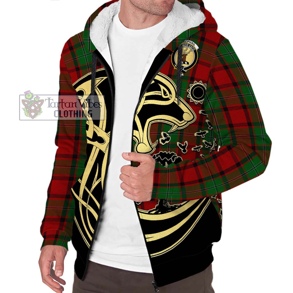 MacPhail (McPhail) Tartan Sherpa Hoodie with Family Crest Celtic Wolf Style Unisex S - Tartan Vibes Clothing