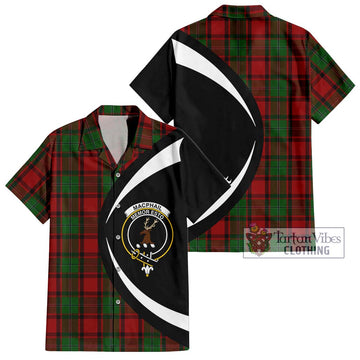 MacPhail (McPhail) Tartan Short Sleeve Button Up with Family Crest Circle Style