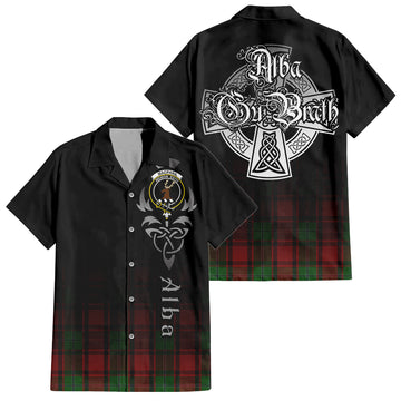 MacPhail (McPhail) Tartan Short Sleeve Button Up Shirt Featuring Alba Gu Brath Family Crest Celtic Inspired