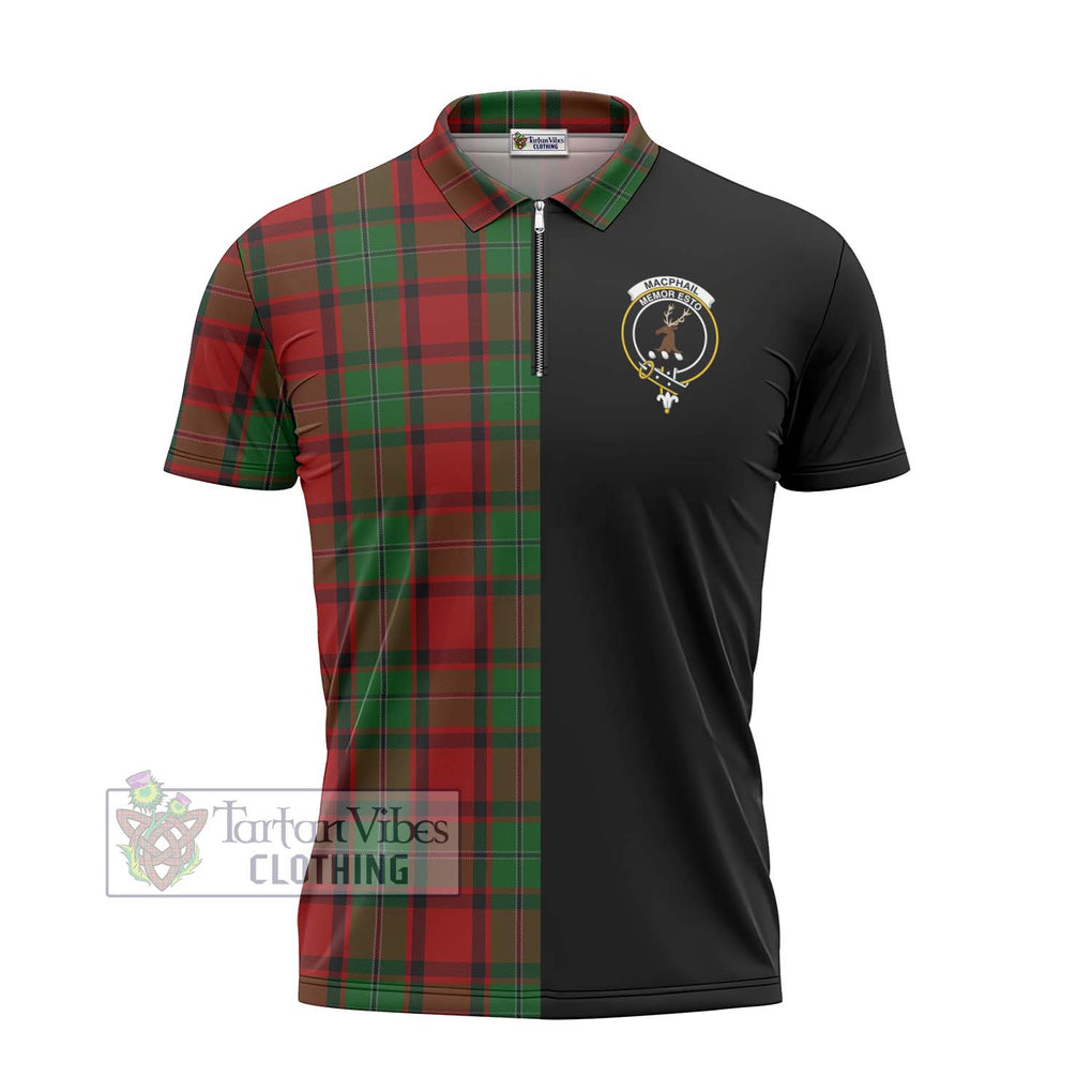 MacPhail (McPhail) Tartan Zipper Polo Shirt with Family Crest and Half Of Me Style - Tartanvibesclothing Shop