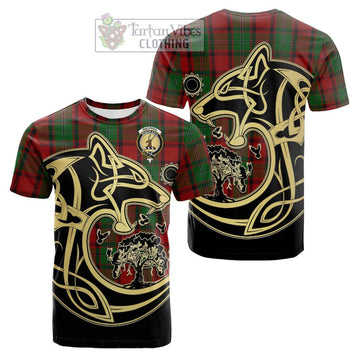 MacPhail (McPhail) Tartan Cotton T-shirt with Family Crest Celtic Wolf Style