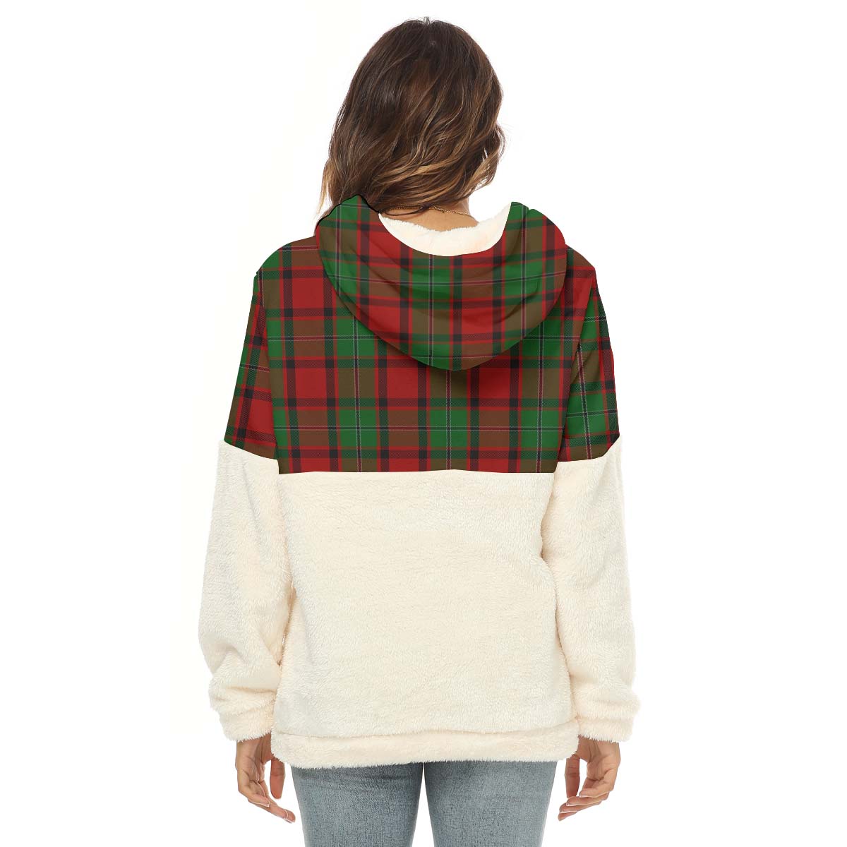 MacPhail (McPhail) Tartan Women's Borg Fleece Hoodie With Half Zip with Family Crest - Tartan Vibes Clothing