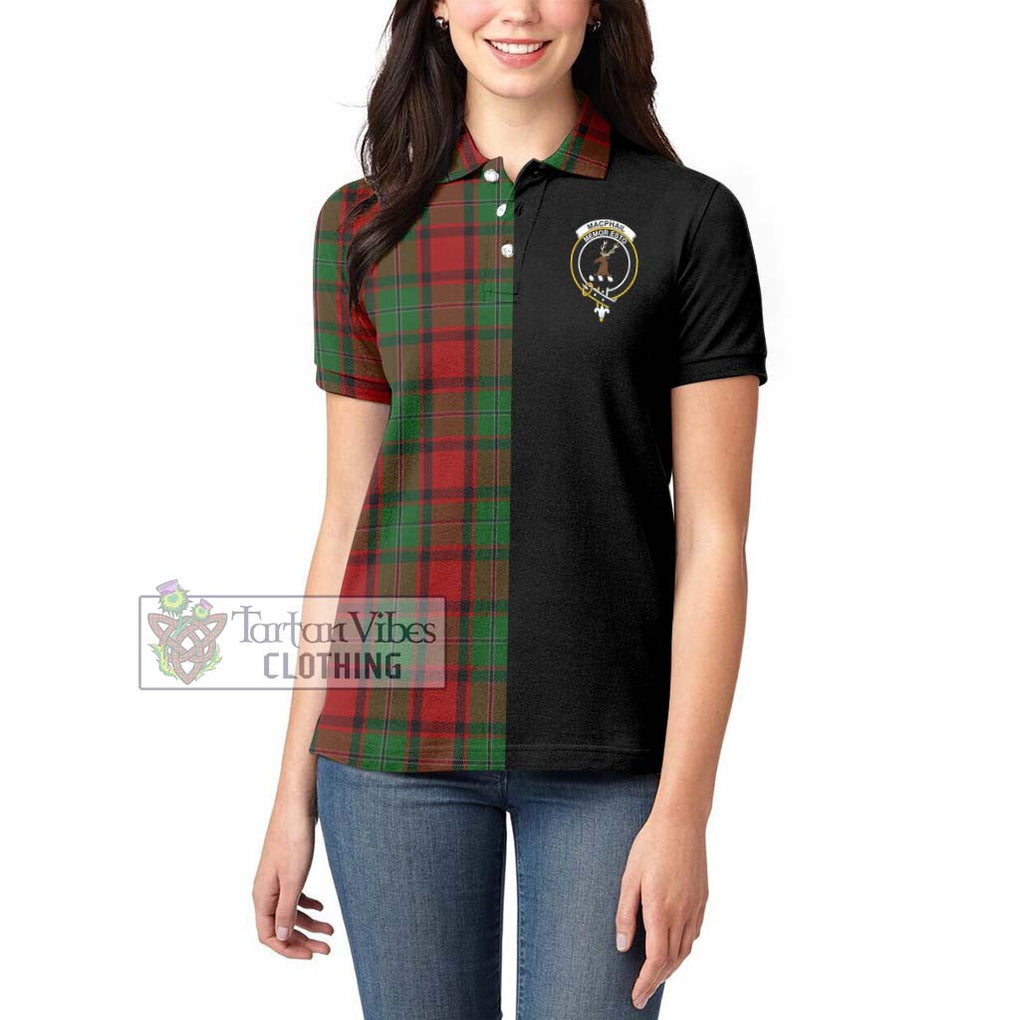 MacPhail (McPhail) Tartan Women's Polo Shirt with Family Crest and Half Of Me Style - Tartanvibesclothing Shop