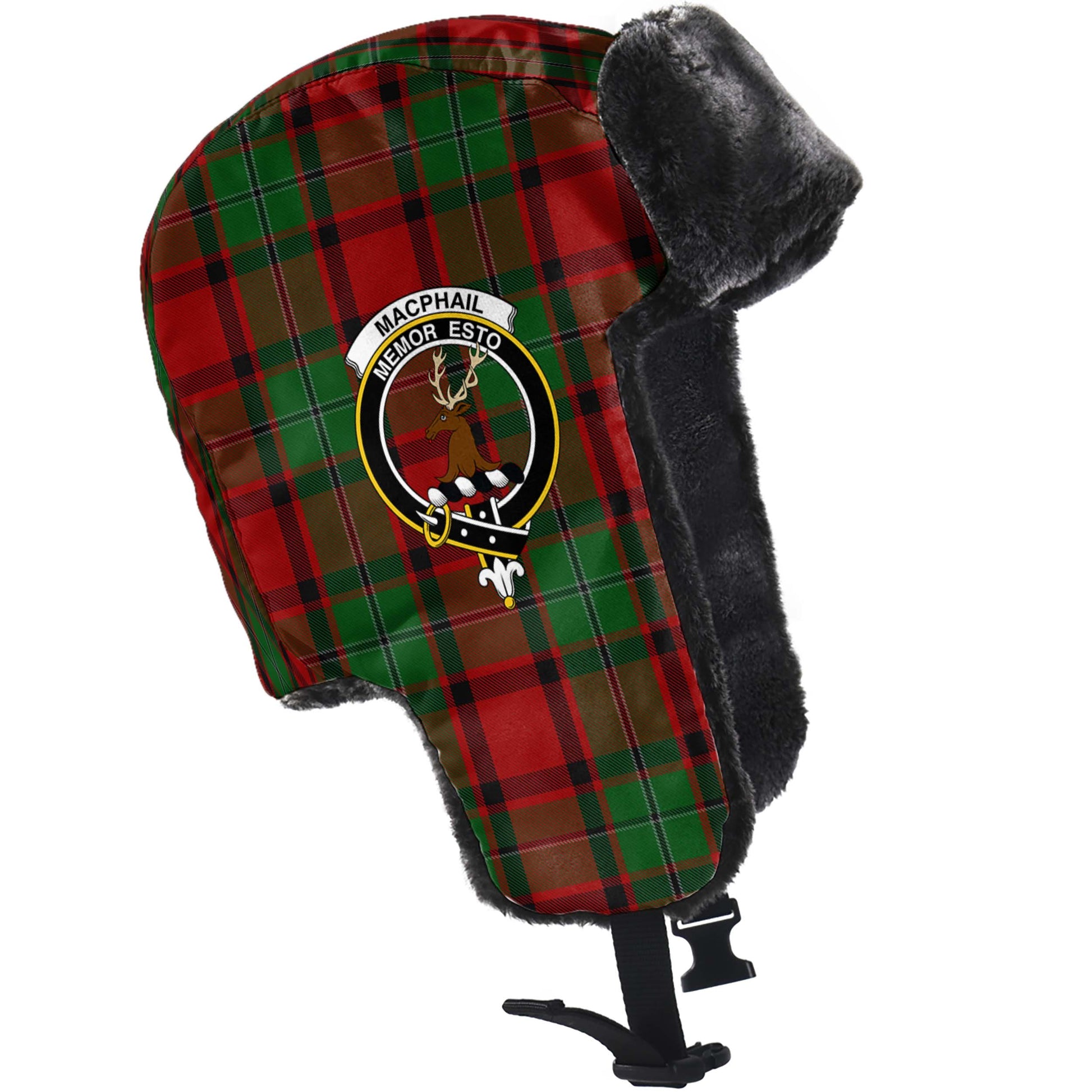 MacPhail Tartan Winter Trapper Hat with Family Crest - Tartanvibesclothing