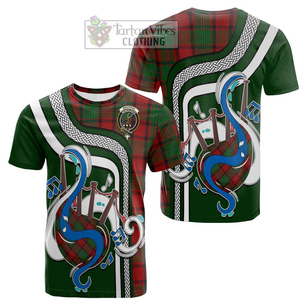 Tartan Vibes Clothing MacPhail Tartan Cotton T-shirt with Epic Bagpipe Style