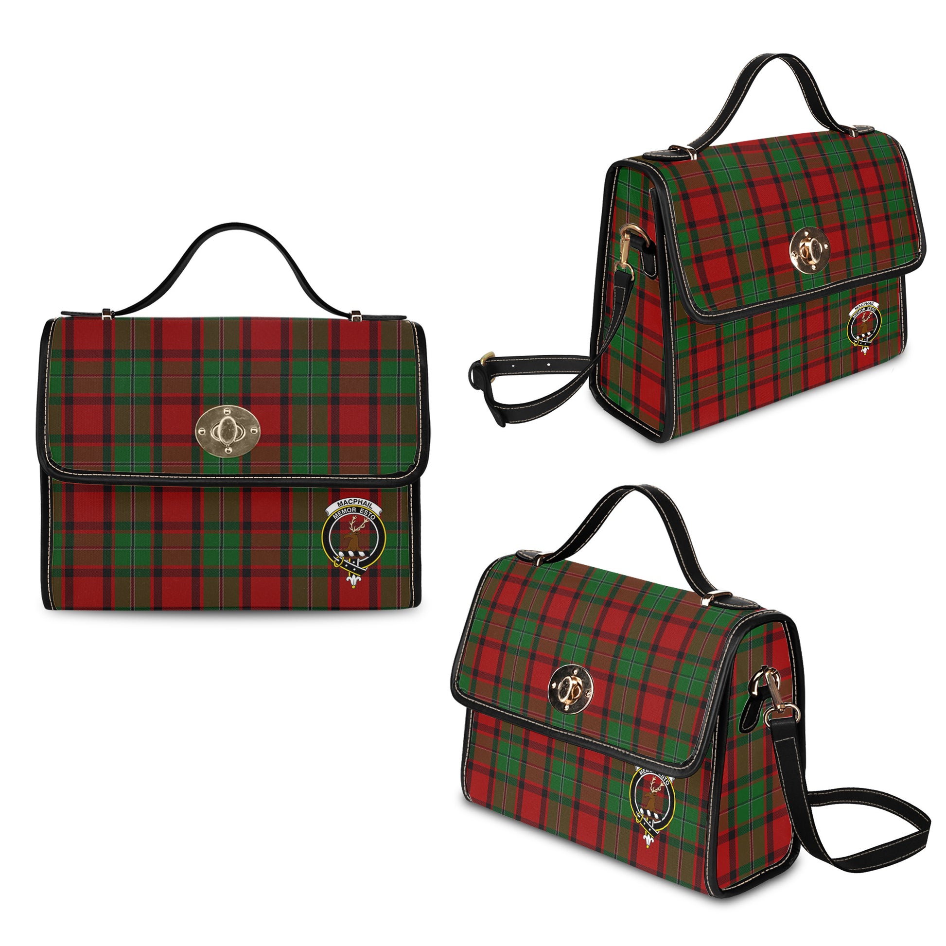 macphail-tartan-leather-strap-waterproof-canvas-bag-with-family-crest