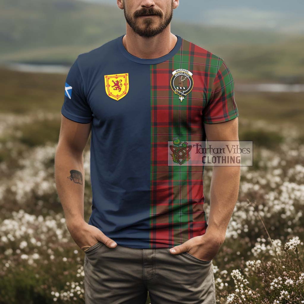 Tartan Vibes Clothing MacPhail Tartan T-Shirt Alba with Scottish Lion Royal Arm Half Style