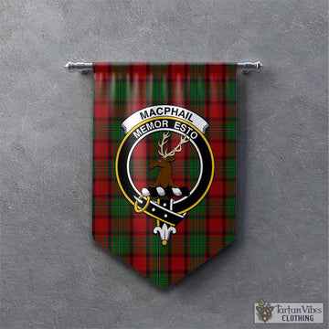 MacPhail (McPhail) Tartan Gonfalon, Tartan Banner with Family Crest