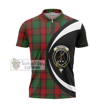 MacPhail (McPhail) Tartan Zipper Polo Shirt with Family Crest Circle Style