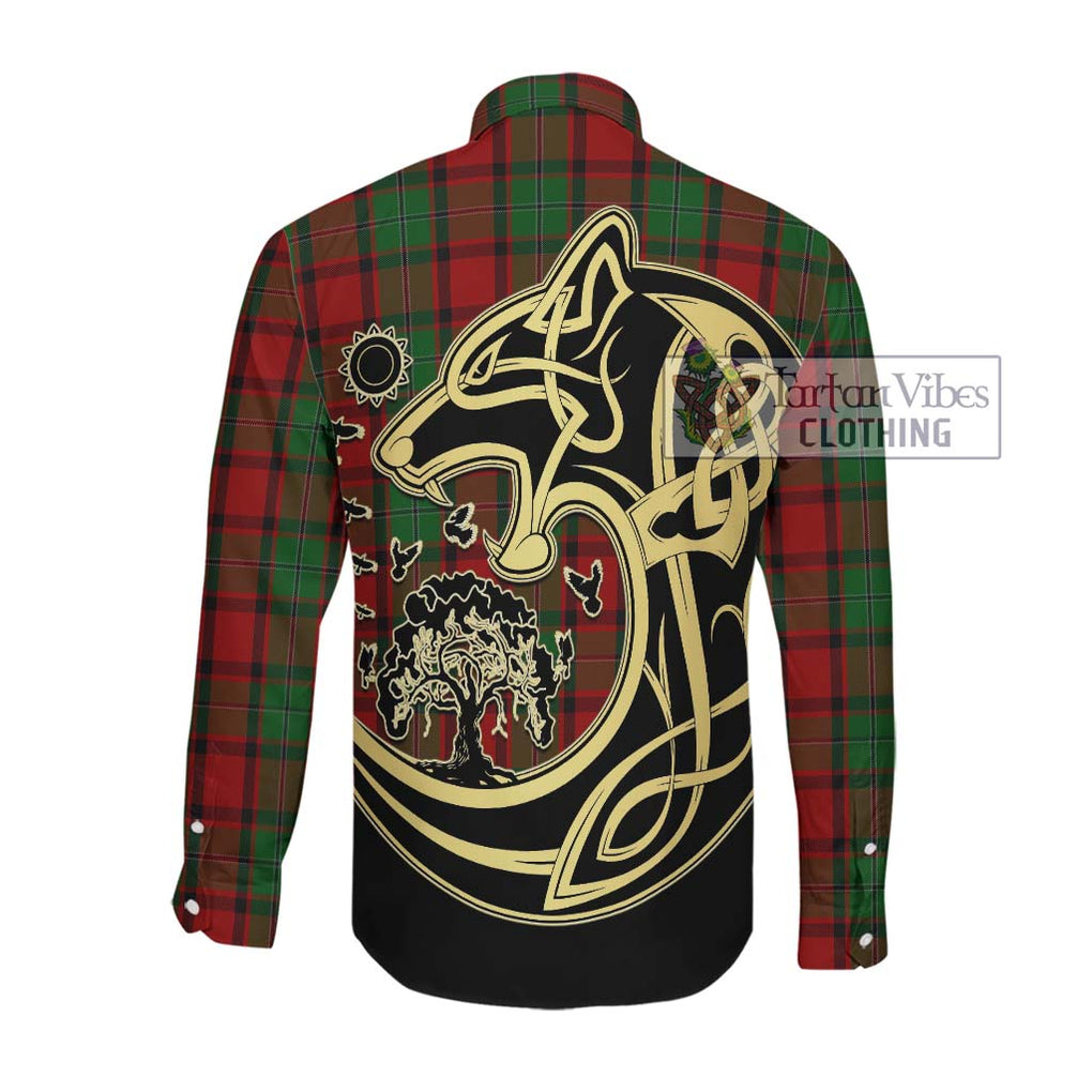 MacPhail (McPhail) Tartan Long Sleeve Button Shirt with Family Crest Celtic Wolf Style Men's Shirt - Tartan Vibes Clothing