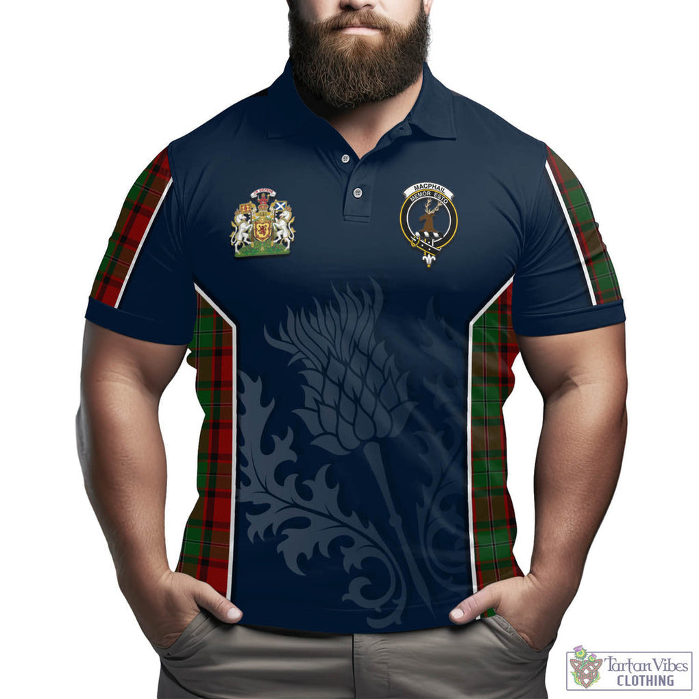 Tartan Vibes Clothing MacPhail Tartan Men's Polo Shirt with Family Crest and Scottish Thistle Vibes Sport Style