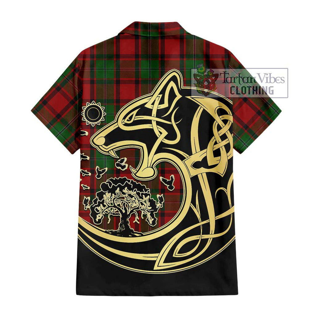 MacPhail (McPhail) Tartan Short Sleeve Button Shirt with Family Crest Celtic Wolf Style - Tartan Vibes Clothing