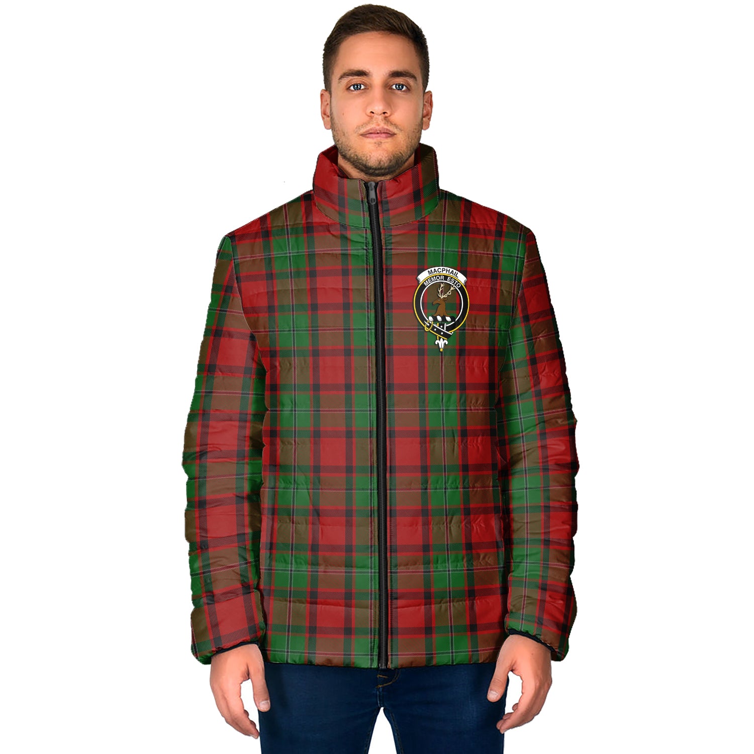 MacPhail (McPhail) Tartan Padded Jacket with Family Crest - Tartan Vibes Clothing