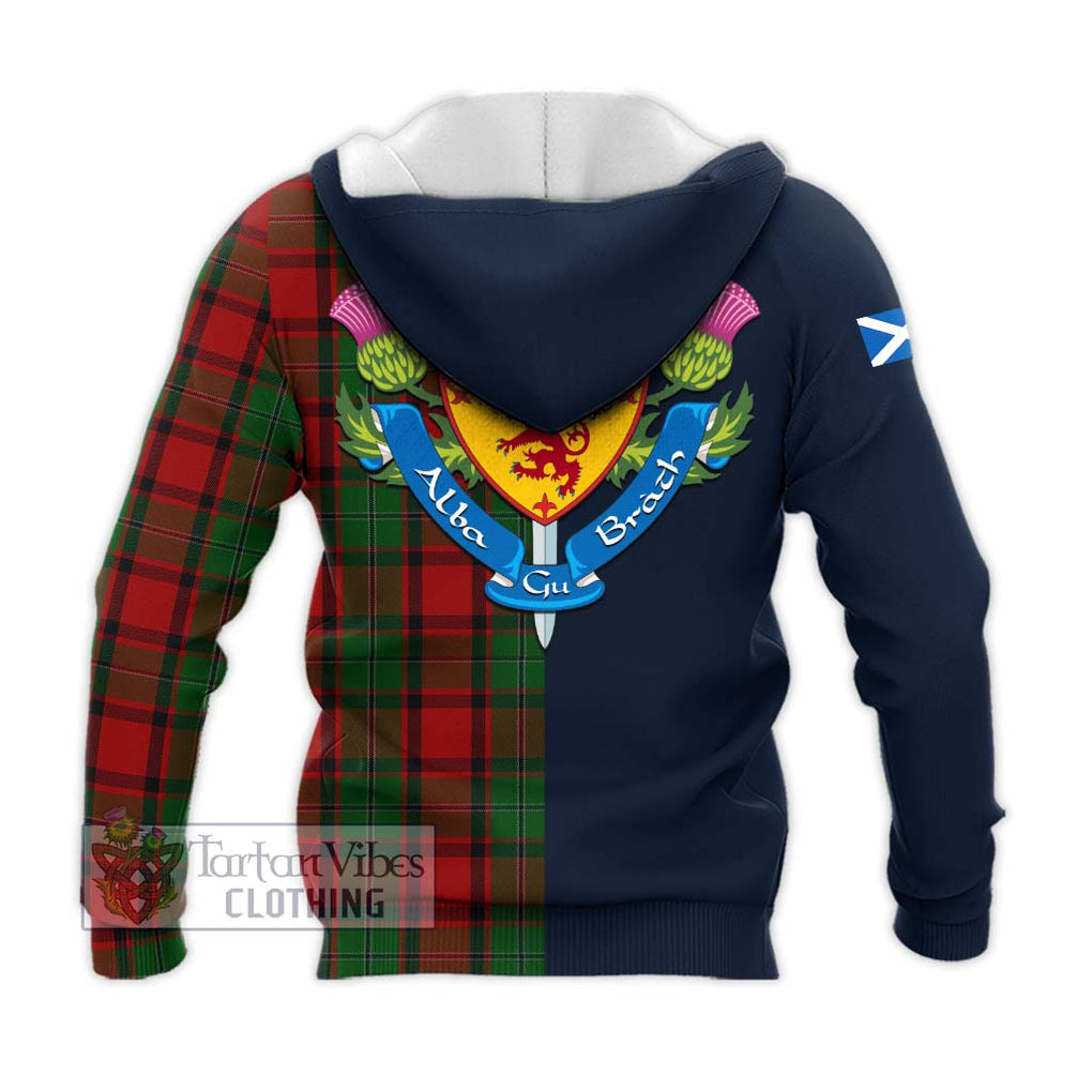 Tartan Vibes Clothing MacPhail Tartan Knitted Hoodie with Scottish Lion Royal Arm Half Style