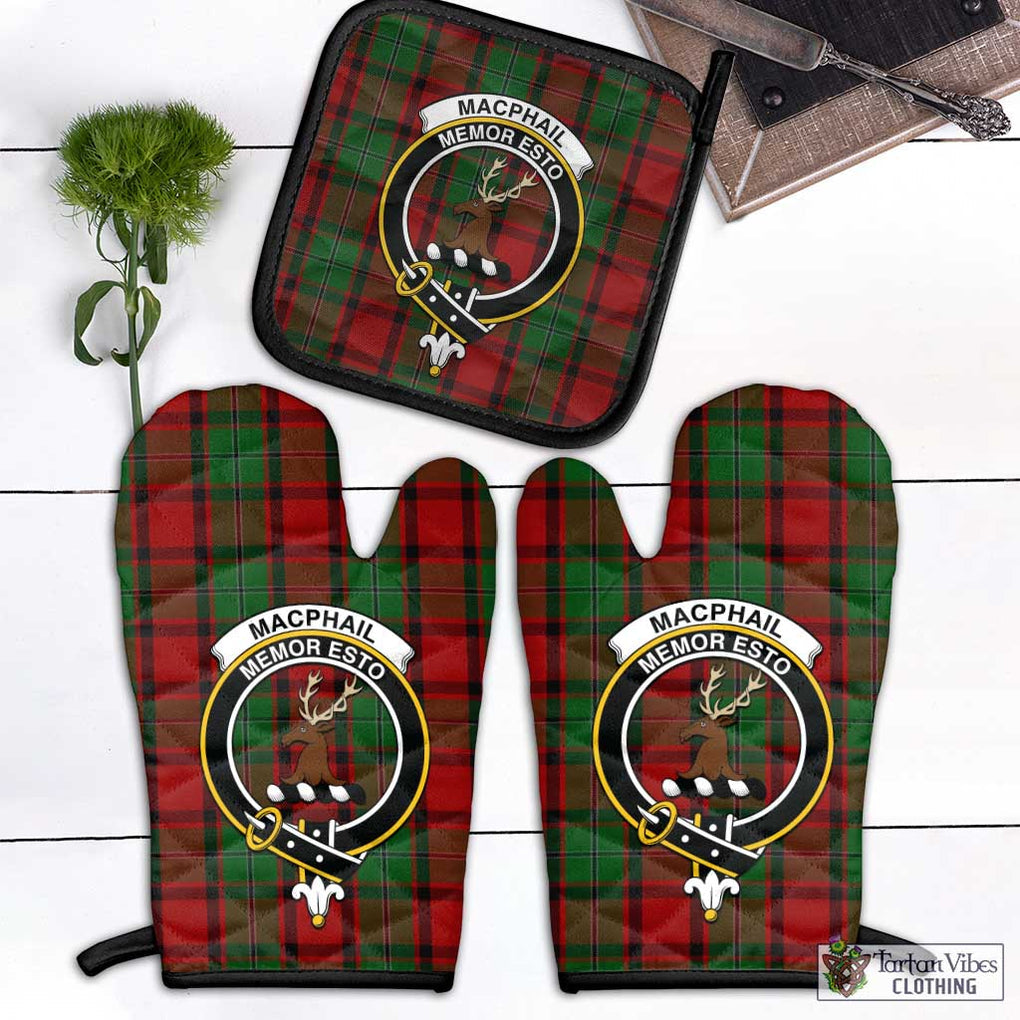 MacPhail (McPhail) Tartan Combo Oven Mitt & Pot-Holder with Family Crest Combo 1 Oven Mitt & 1 Pot-Holder Black - Tartan Vibes Clothing