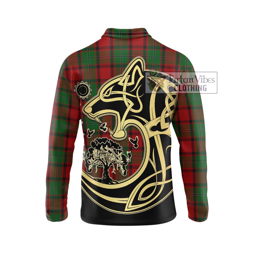 MacPhail (McPhail) Tartan Long Sleeve Polo Shirt with Family Crest Celtic Wolf Style - Tartanvibesclothing Shop