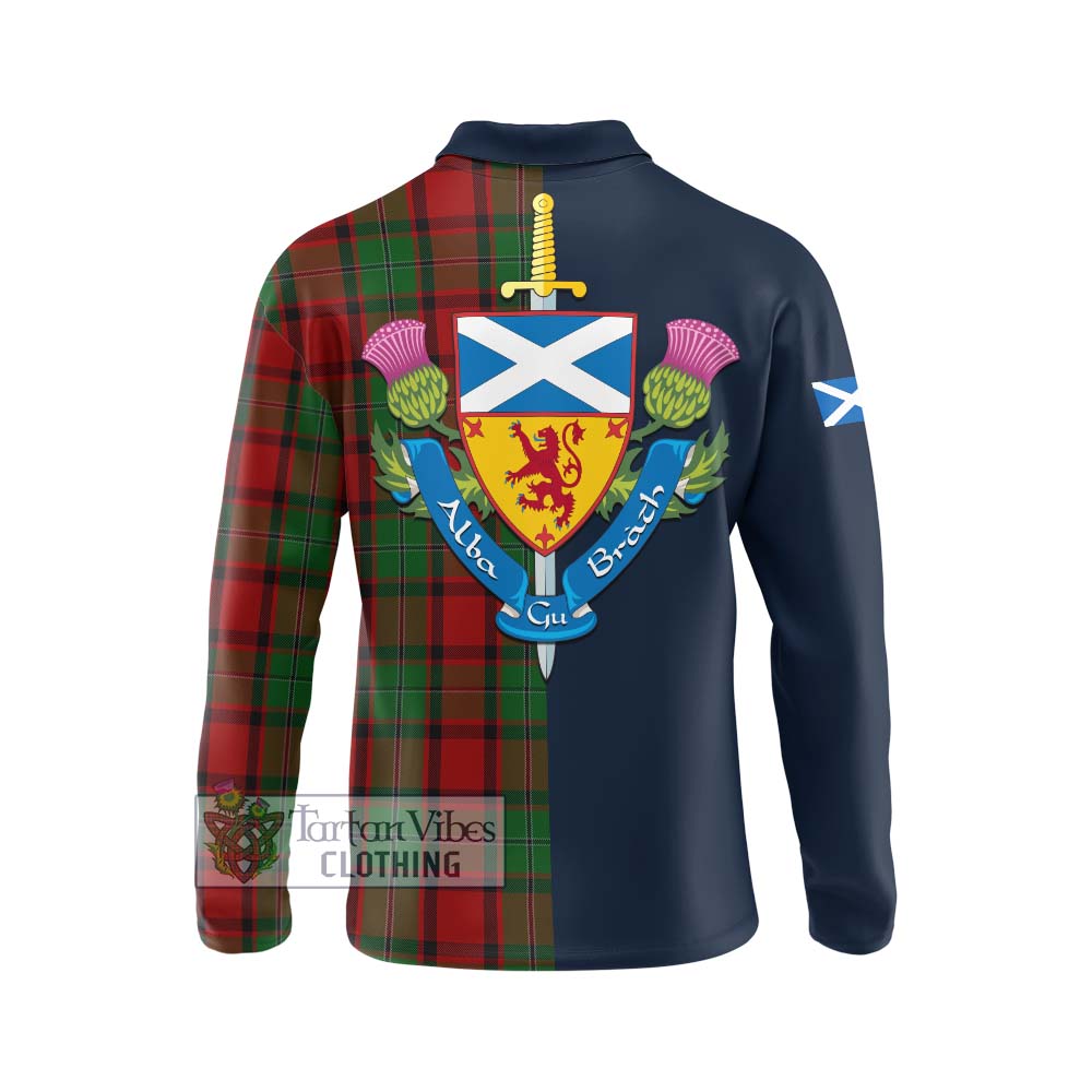 Tartan Vibes Clothing MacPhail Tartan Long Sleeve Polo Shirt with Scottish Lion Royal Arm Half Style