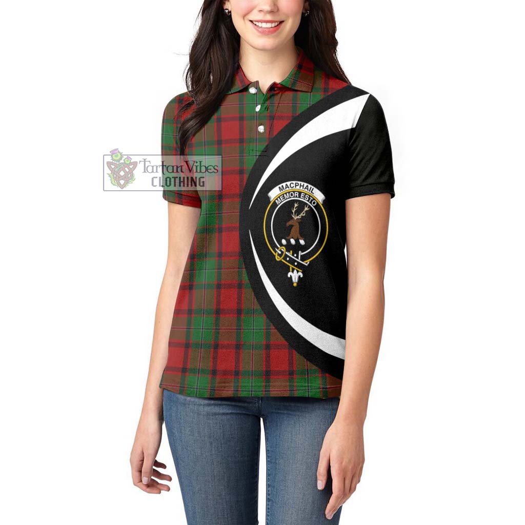 Tartan Vibes Clothing MacPhail Tartan Women's Polo Shirt with Family Crest Circle Style
