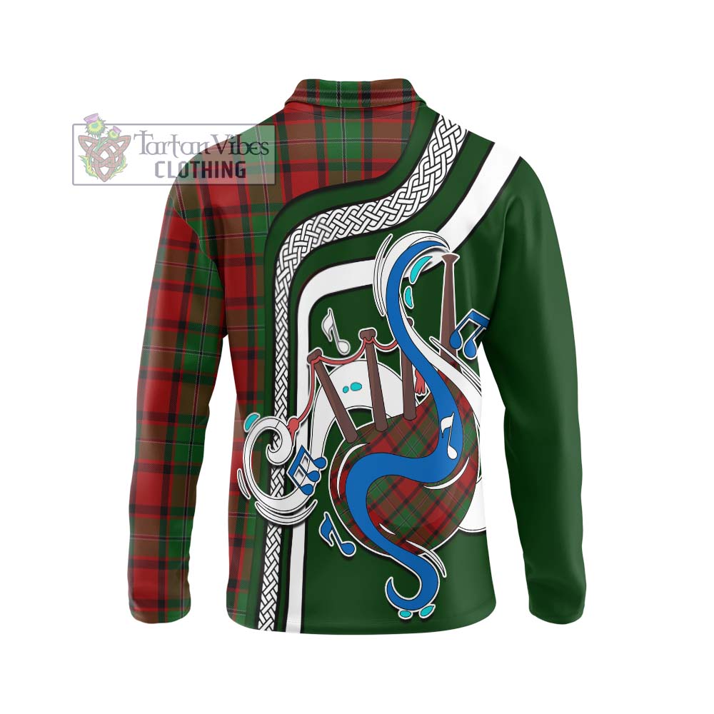 Tartan Vibes Clothing MacPhail Tartan Long Sleeve Polo Shirt with Epic Bagpipe Style