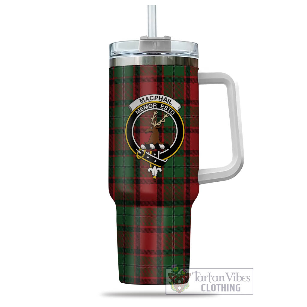 Tartan Vibes Clothing MacPhail Tartan and Family Crest Tumbler with Handle