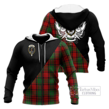 MacPhail (McPhail) Tartan Knitted Hoodie with Family Crest and Military Logo Style