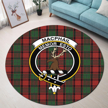 MacPhail (McPhail) Tartan Round Rug with Family Crest