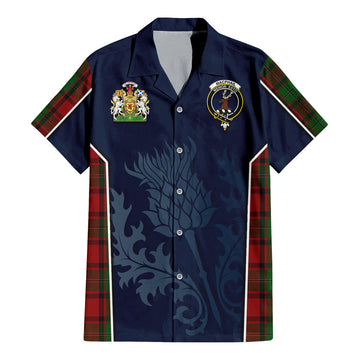 MacPhail (McPhail) Tartan Short Sleeve Button Up Shirt with Family Crest and Scottish Thistle Vibes Sport Style