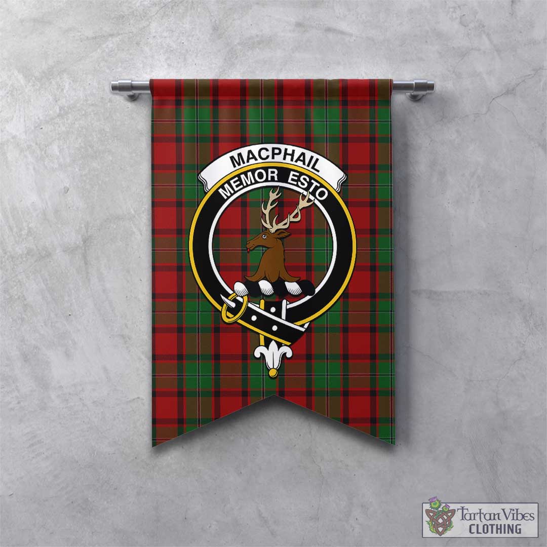 Tartan Vibes Clothing MacPhail Tartan Gonfalon, Tartan Banner with Family Crest