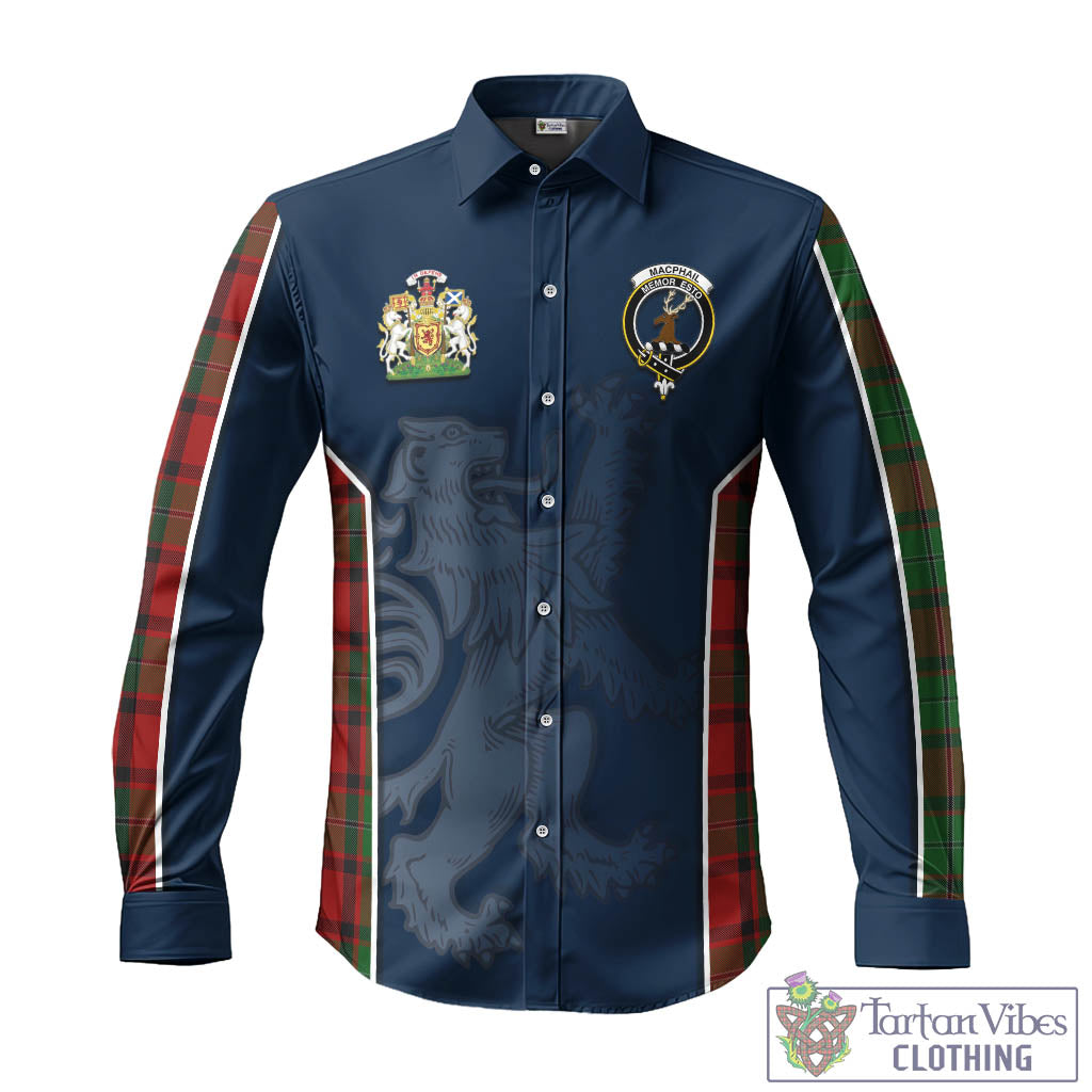 Tartan Vibes Clothing MacPhail Tartan Long Sleeve Button Up Shirt with Family Crest and Lion Rampant Vibes Sport Style