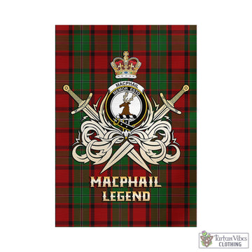 MacPhail (McPhail) Tartan Garden Flag with Clan Crest and the Golden Sword of Courageous Legacy - Tartan Vibes Clothing