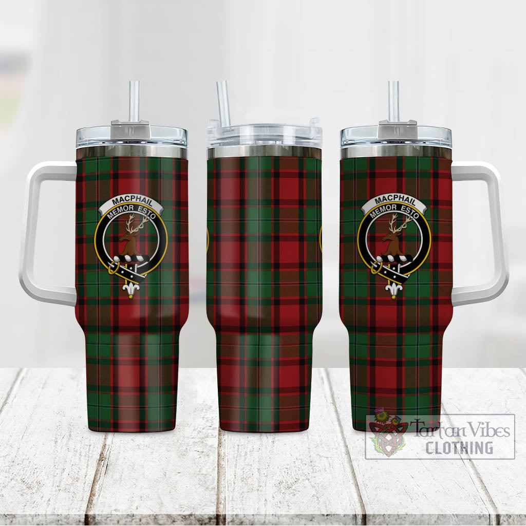 Tartan Vibes Clothing MacPhail Tartan and Family Crest Tumbler with Handle