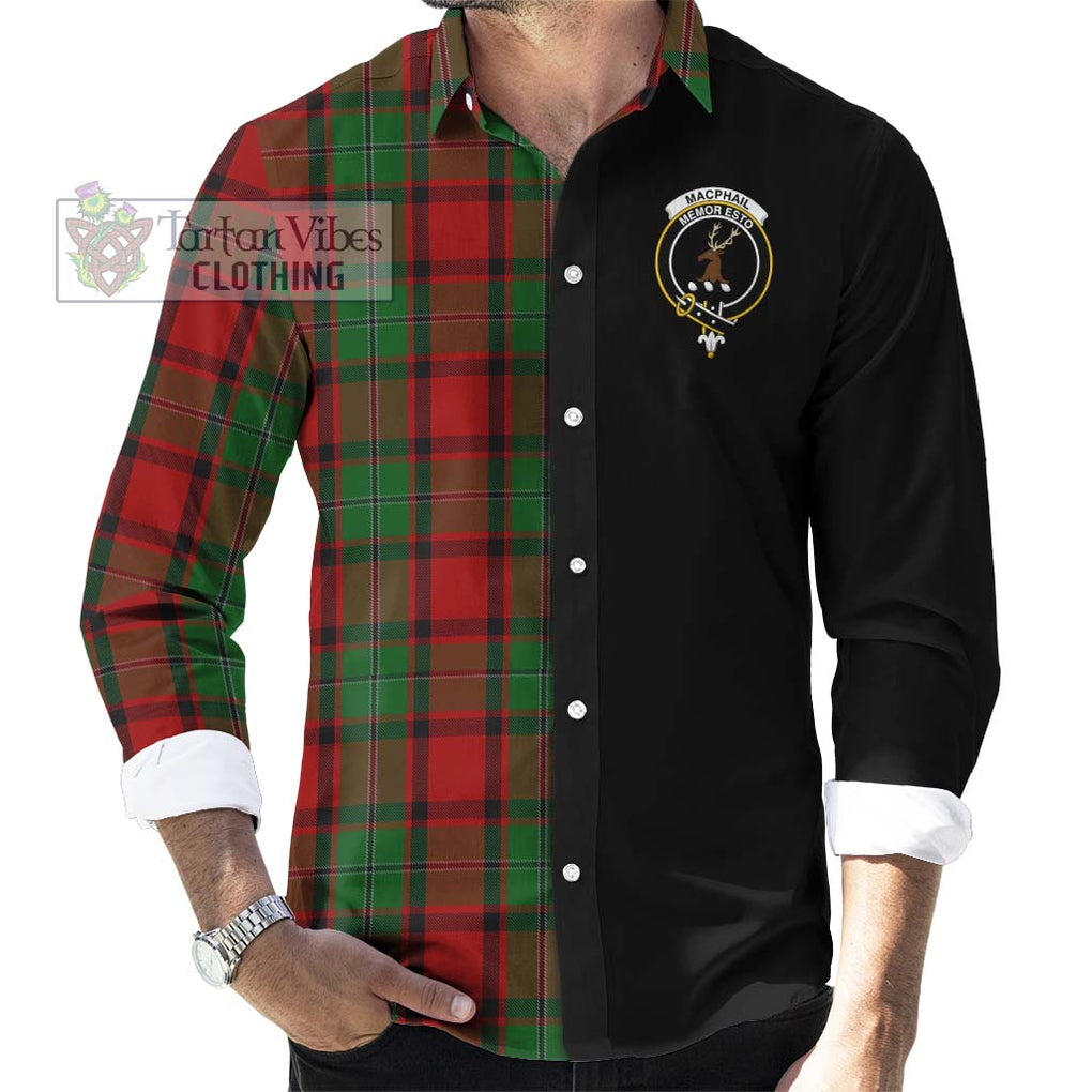 MacPhail (McPhail) Tartan Long Sleeve Button Shirt with Family Crest and Half Of Me Style - Tartanvibesclothing Shop