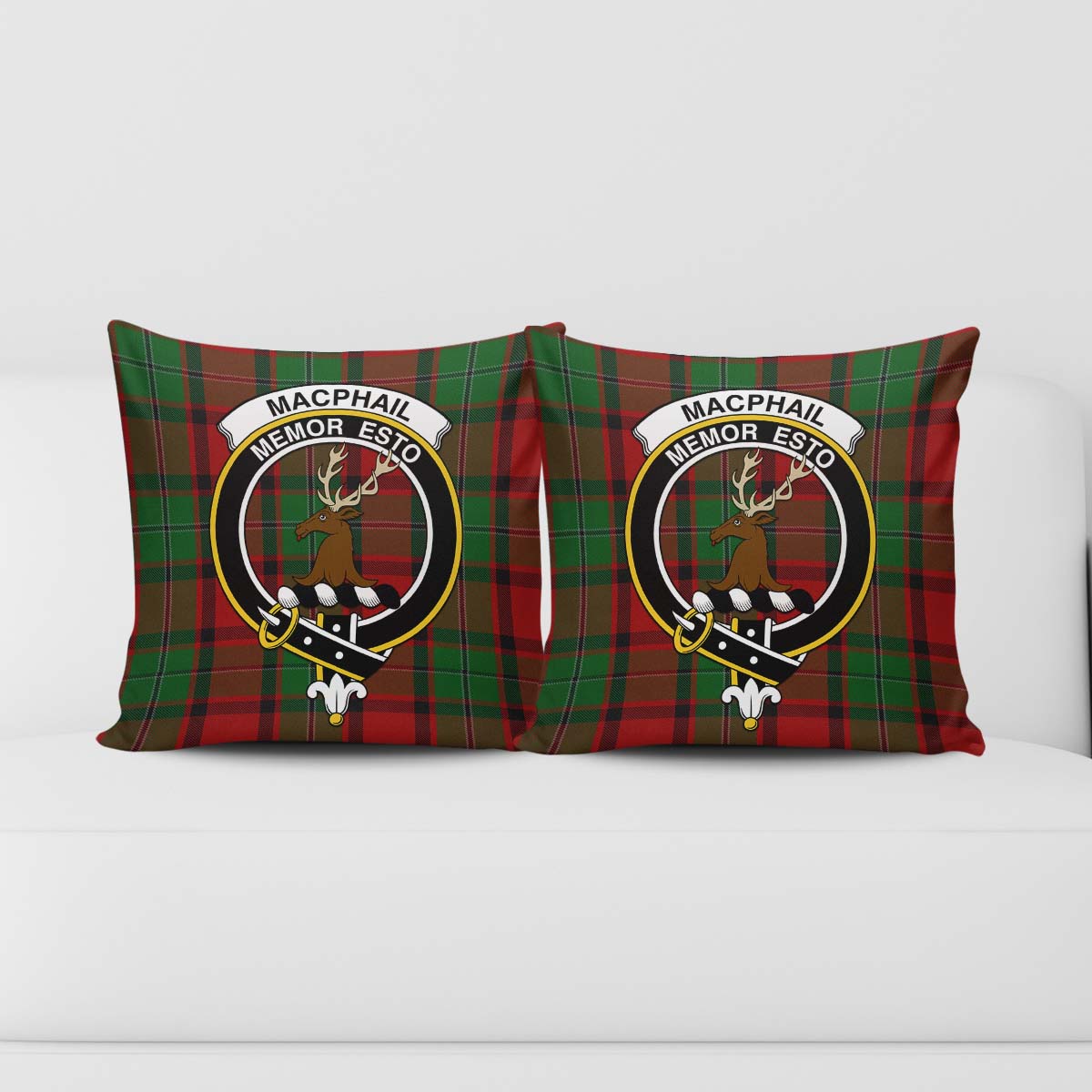 MacPhail Tartan Pillow Cover with Family Crest - Tartanvibesclothing