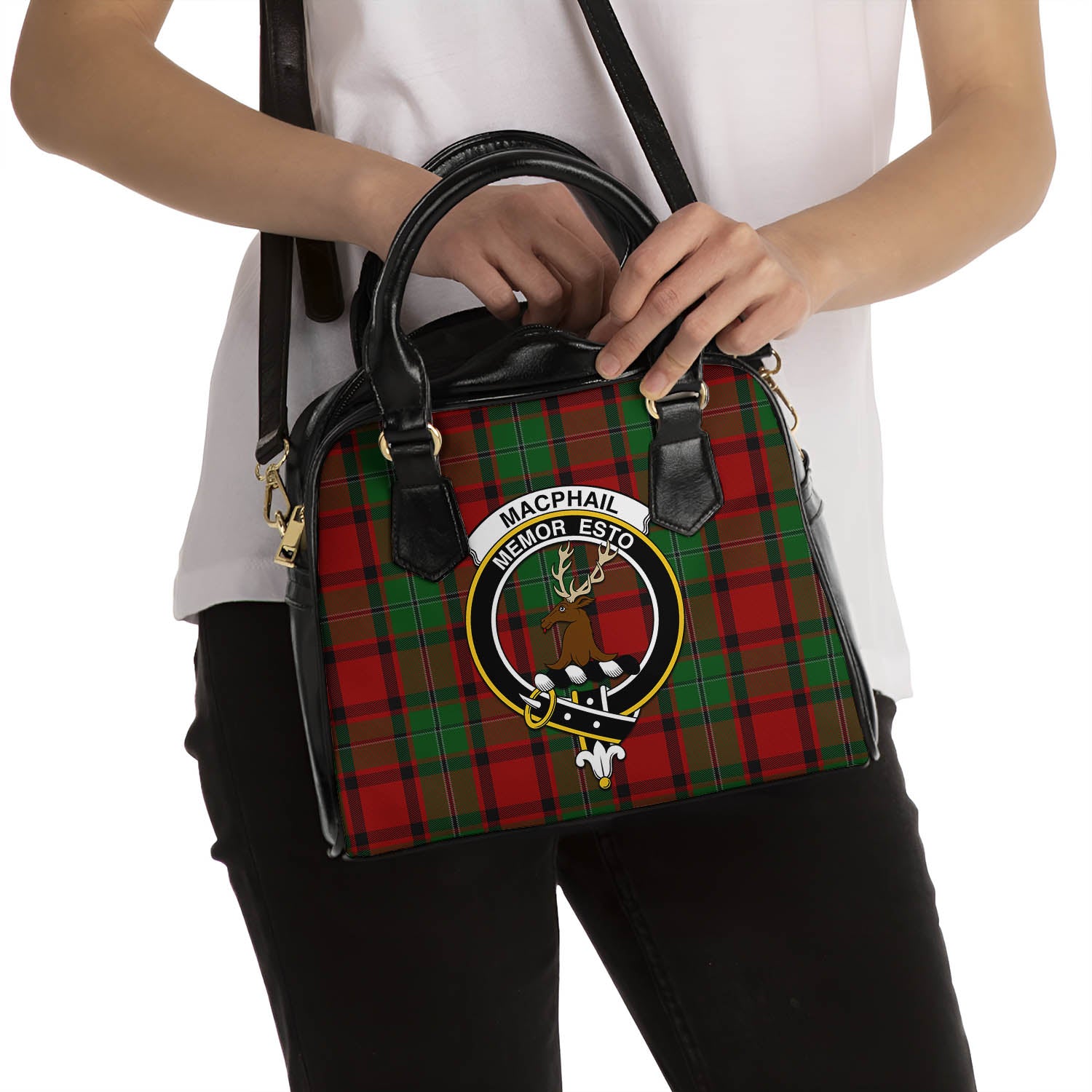 MacPhail Tartan Shoulder Handbags with Family Crest - Tartanvibesclothing