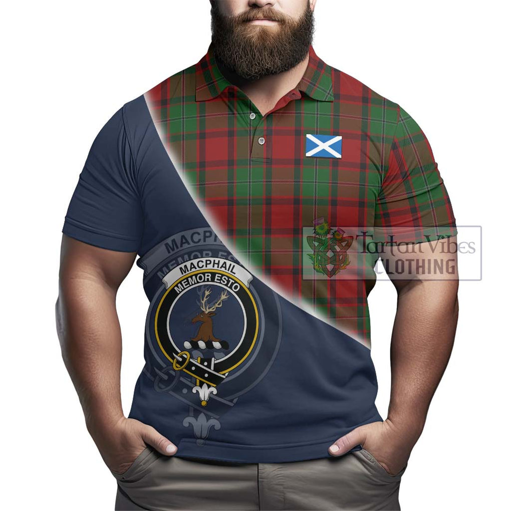 MacPhail (McPhail) Tartan Polo Shirt with Personalised National Flag and Family Crest Half Style - Tartanvibesclothing Shop