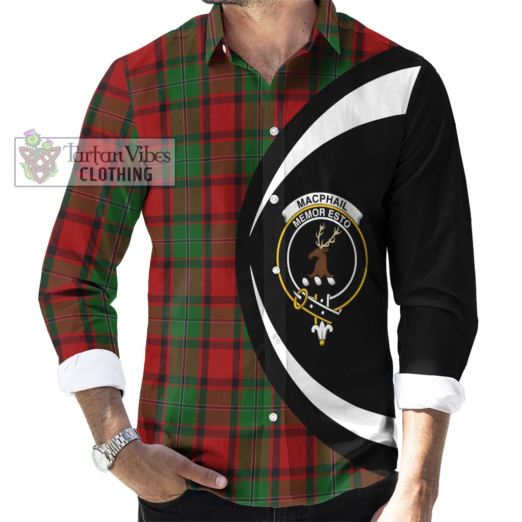 MacPhail (McPhail) Tartan Long Sleeve Button Up with Family Crest Circle Style - Tartan Vibes Clothing