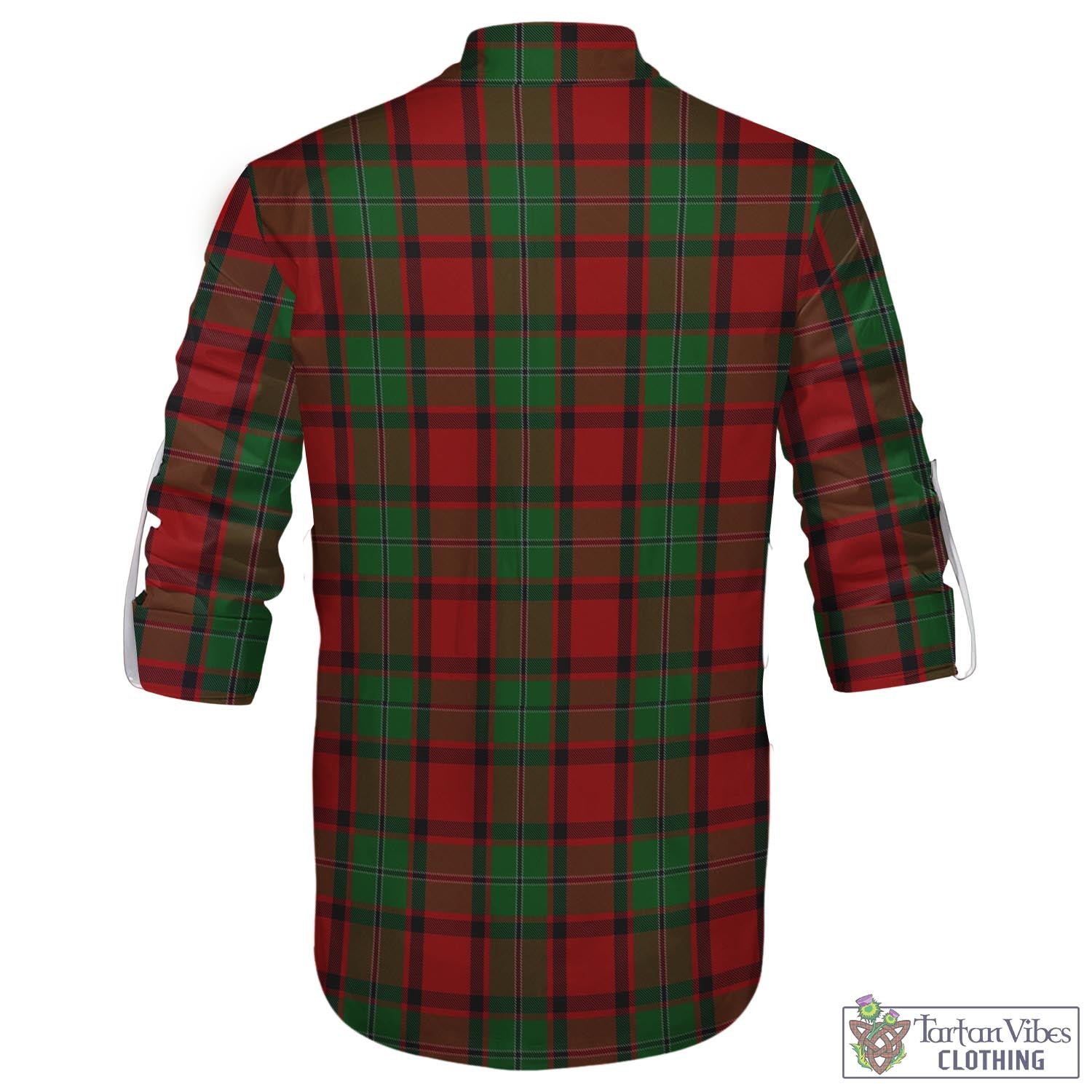 Tartan Vibes Clothing MacPhail Tartan Men's Scottish Traditional Jacobite Ghillie Kilt Shirt with Family Crest