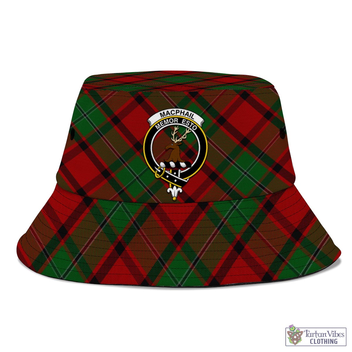 Tartan Vibes Clothing MacPhail Tartan Bucket Hat with Family Crest