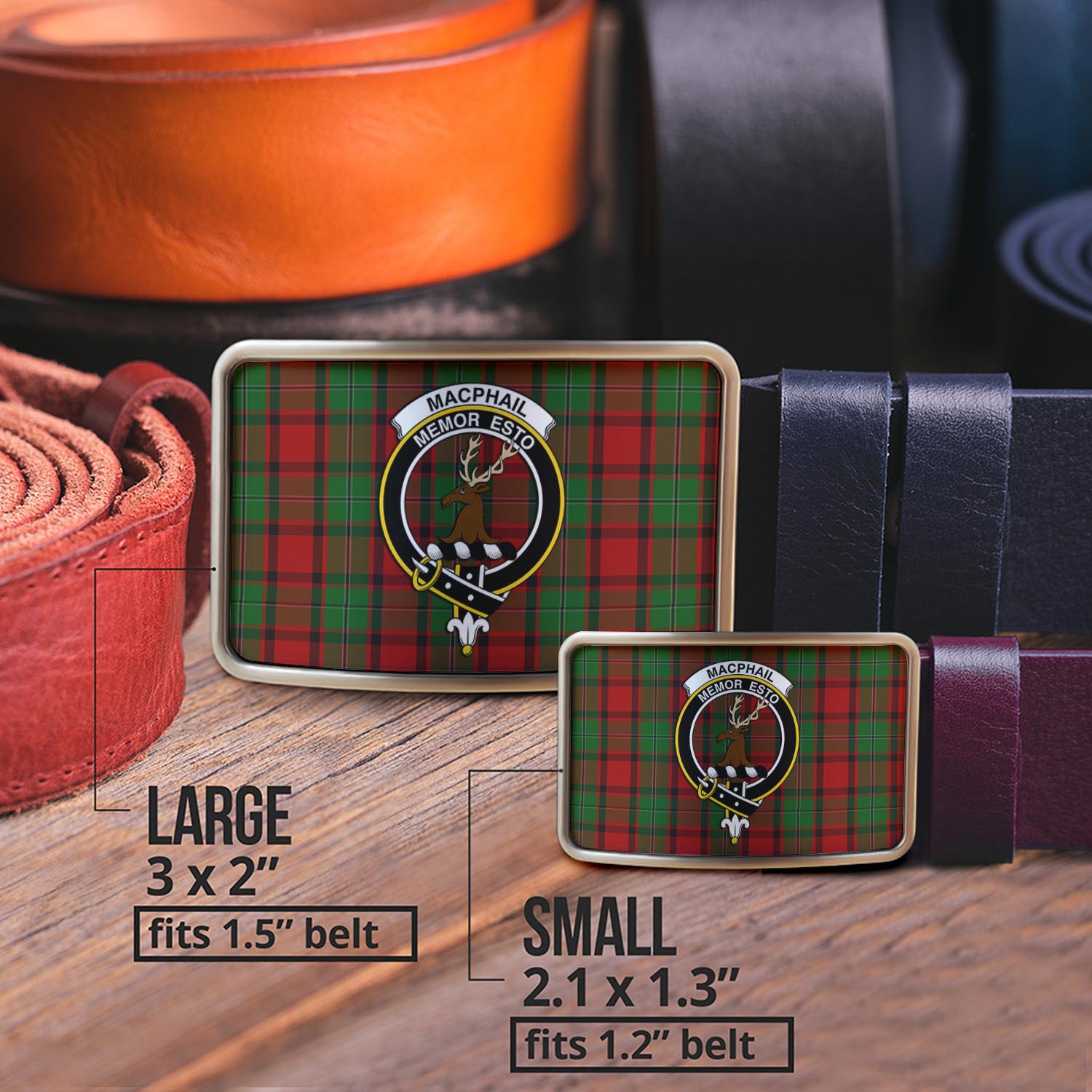 MacPhail (McPhail) Tartan Belt Buckles with Family Crest - Tartan Vibes Clothing