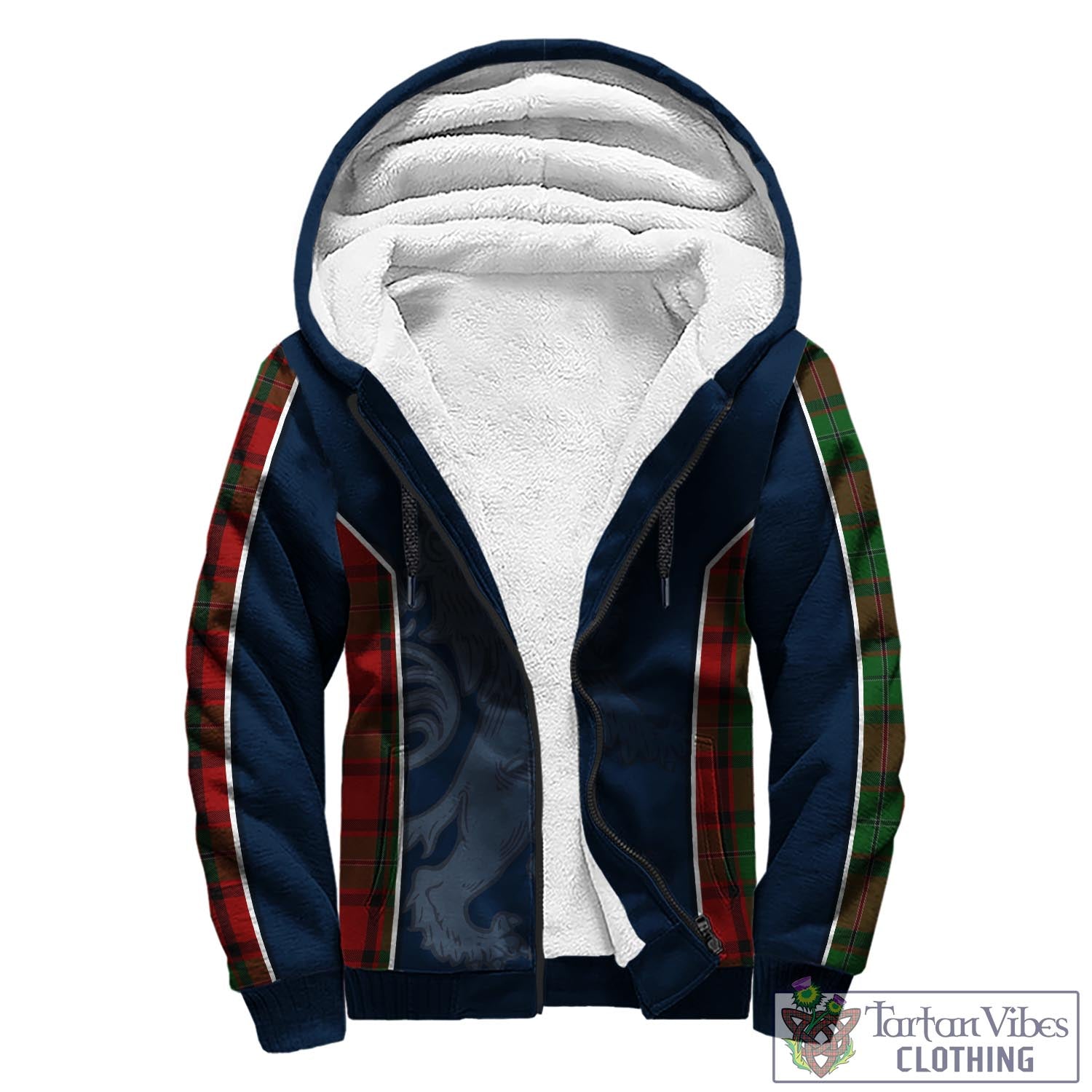 Tartan Vibes Clothing MacPhail Tartan Sherpa Hoodie with Family Crest and Lion Rampant Vibes Sport Style